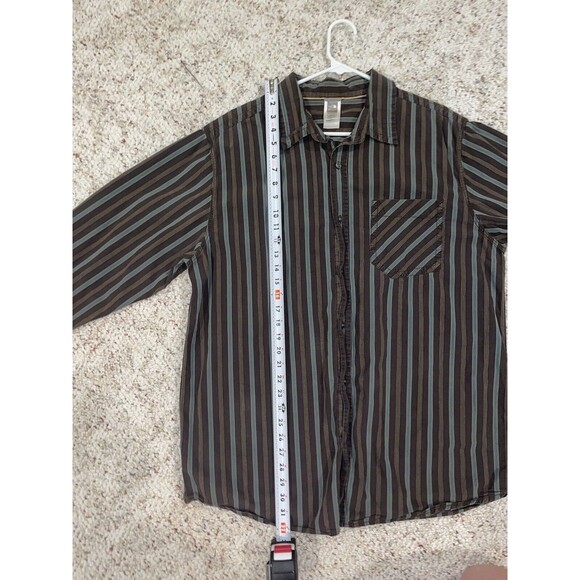 The North Face Mens Cotton LS Button Down Brown Teal Striped Casual Shirt XL - Picture 8 of 13